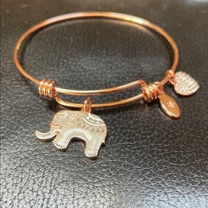 LA CN Rose Gold Tone Elephant Heart Star Charm Bangle